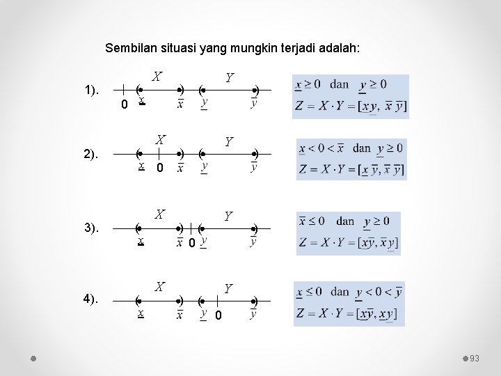 Sembilan situasi yang mungkin terjadi adalah: 1). ( 0 x X X 2). 3).