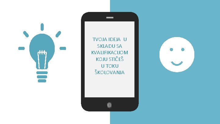 TVOJA IDEJA U SKLADU SA KVALIFIKACIJOM KOJU STIČEŠ U TOKU ŠKOLOVANJA TVOJA IDEJA U SKLADU SA KVALIFIKACIJOM KOJU STIČEŠ U TOKU ŠKOLOVANJA