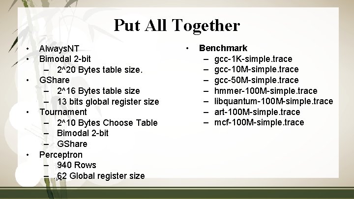 Put All Together • • • Always. NT Bimodal 2 -bit – 2^20 Bytes