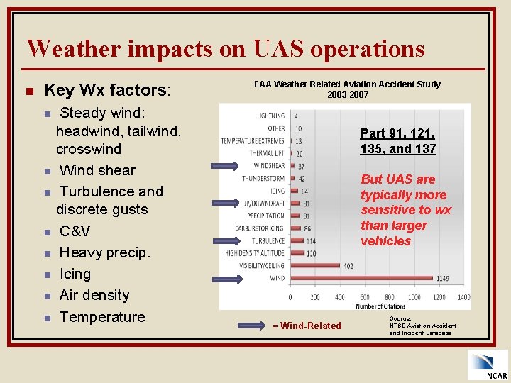 Weather impacts on UAS operations n Key Wx factors: n n n n Steady