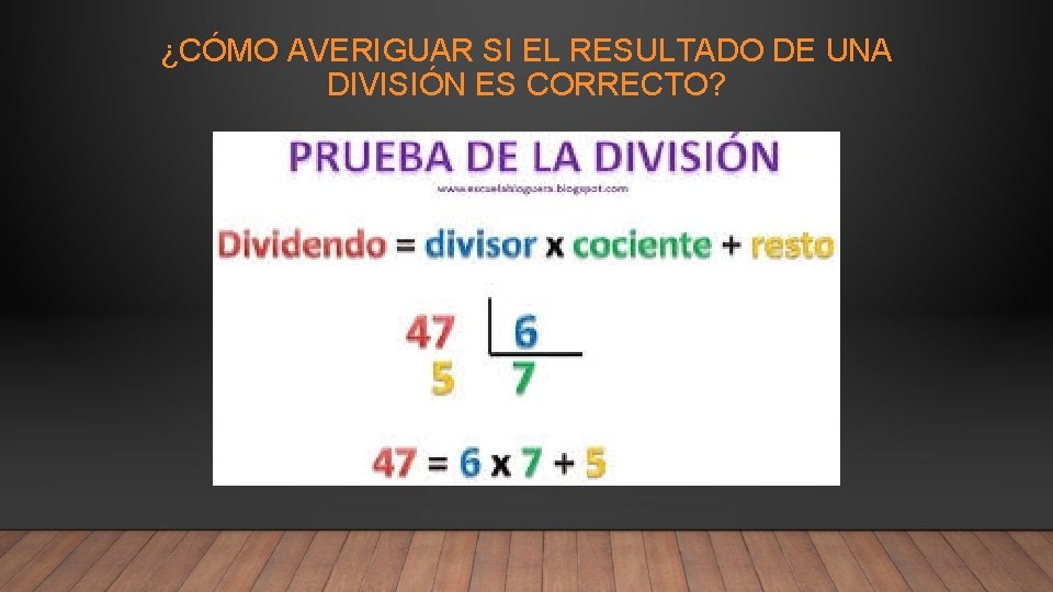 ¿CÓMO AVERIGUAR SI EL RESULTADO DE UNA DIVISIÓN ES CORRECTO? ¿CÓMO AVERIGUAR SI EL RESULTADO DE UNA DIVISIÓN ES CORRECTO?