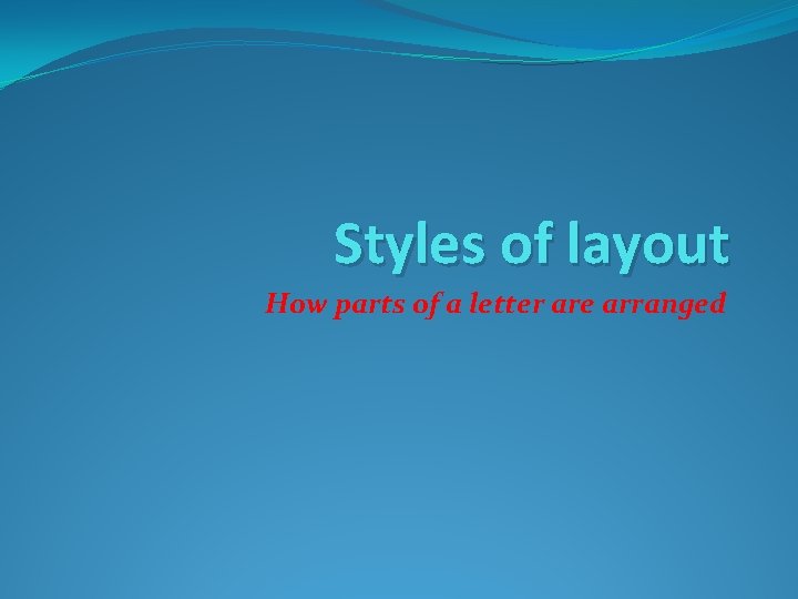 Styles of layout How parts of a letter are arranged 