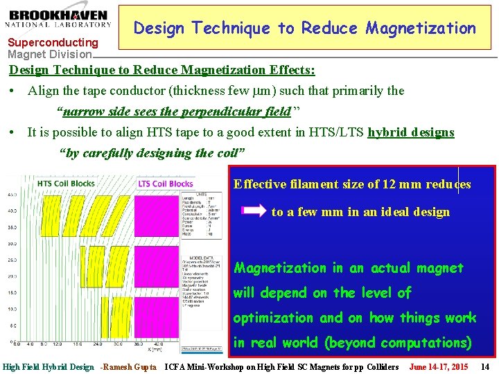 Superconducting Magnet Division Design Technique to Reduce Magnetization Effects: • Align the tape conductor