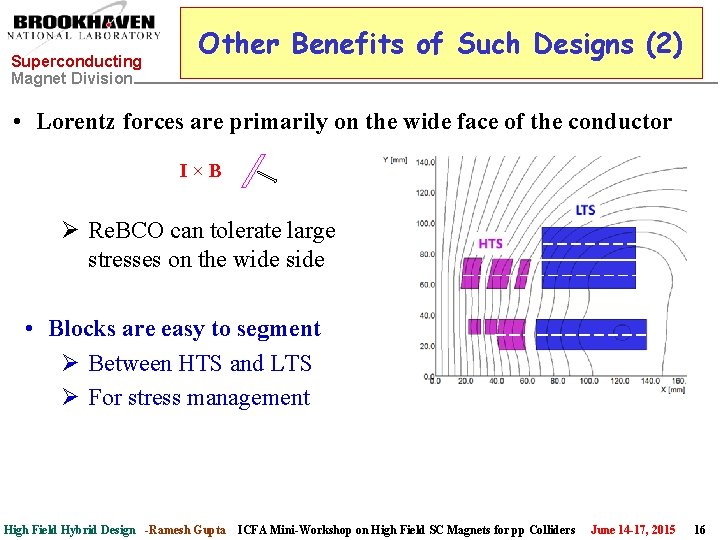 Superconducting Magnet Division Other Benefits of Such Designs (2) • Lorentz forces are primarily
