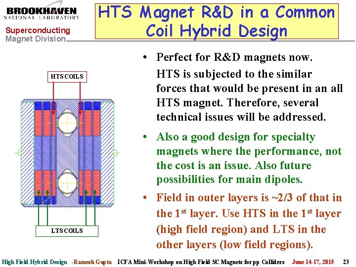 Superconducting Magnet Division HTS COILS HTS Magnet R&D in a Common Coil Hybrid Design