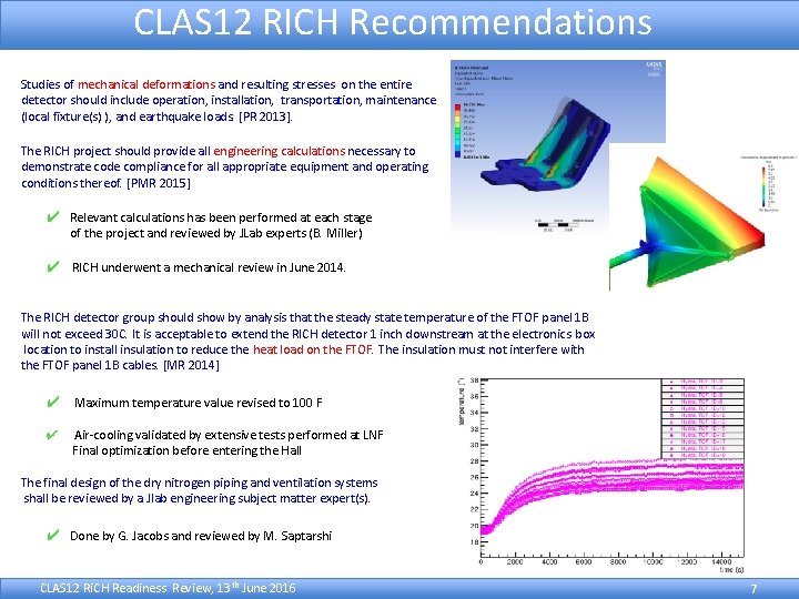 CLAS 12 RICH Recommendations Studies of mechanical deformations and resulting stresses on the entire