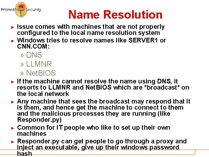 Name Resolution ► ► Issue comes with machines that are not properly configured to