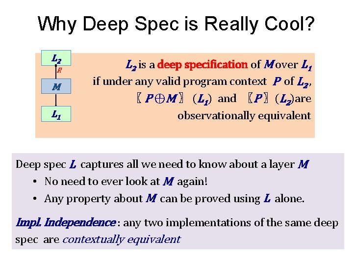 Why Deep Spec is Really Cool? L 2 M L 2 is a deep