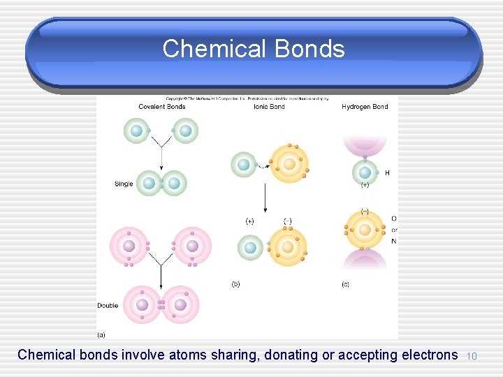Chemical Bonds Chemical bonds involve atoms sharing, donating or accepting electrons 10 