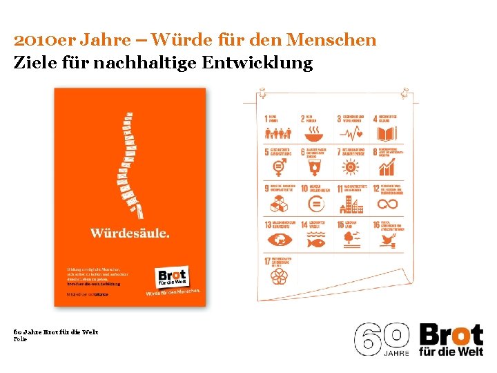 2010 er Jahre ‒ Würde für den Menschen Ziele für nachhaltige Entwicklung 60 Jahre