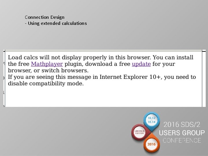 Connection Design - Using extended calculations 