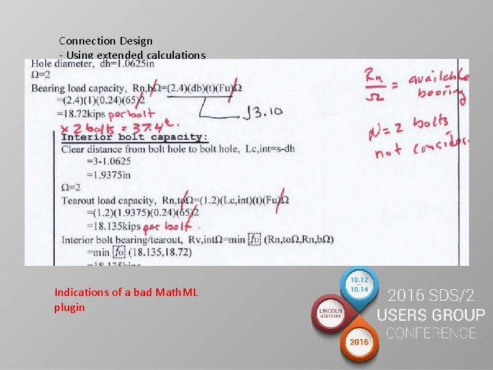 Connection Design - Using extended calculations Indications of a bad Math. ML plugin 
