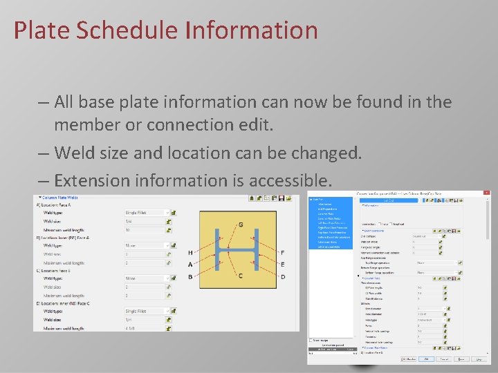 Plate Schedule Information – All base plate information can now be found in the