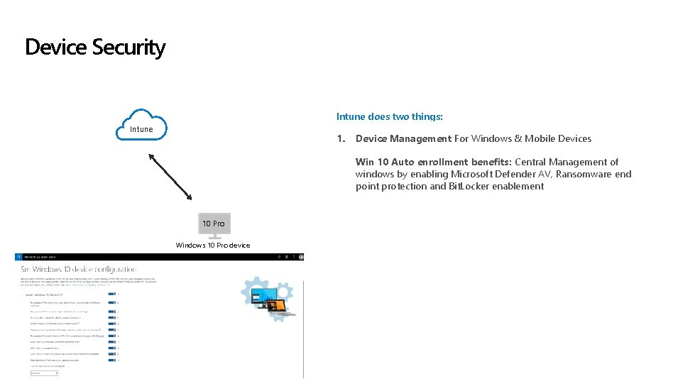 Device Security Intune does two things: Intune 1. Device Management For Windows & Mobile