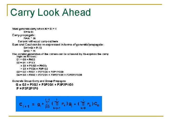 Carry Look Ahead Carry Look Ahead