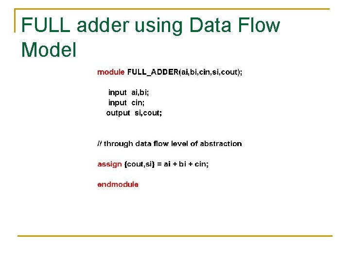 FULL adder using Data Flow Model FULL adder using Data Flow Model