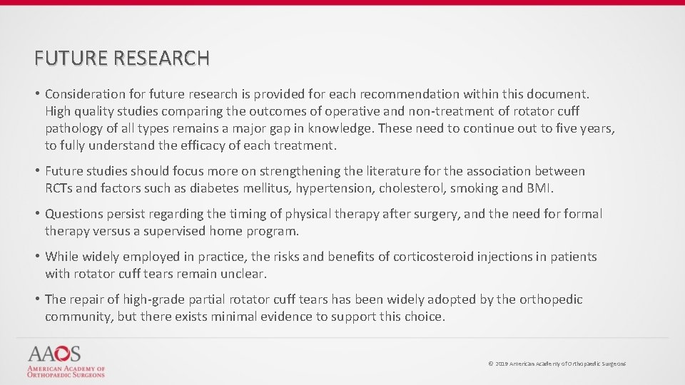 FUTURE RESEARCH • Consideration for future research is provided for each recommendation within this