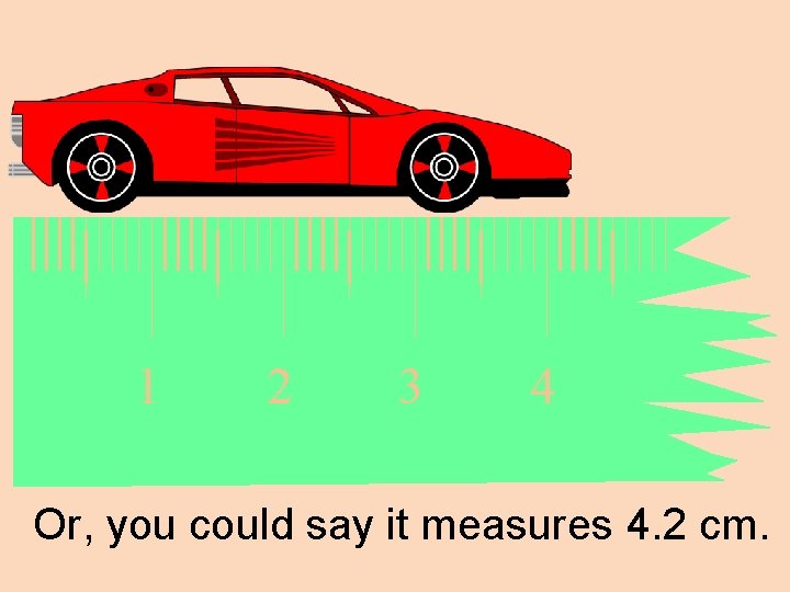 1 2 3 4 Or, you could say it measures 4. 2 cm. 