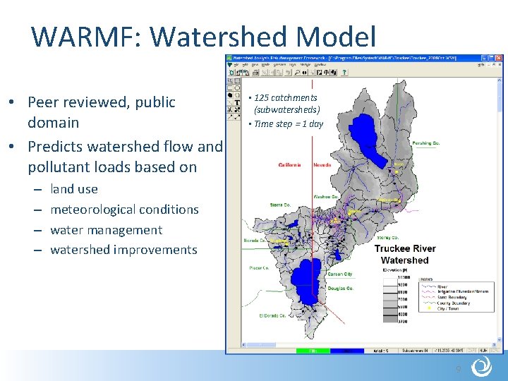 WARMF: Watershed Model • Peer reviewed, public domain • Predicts watershed flow and pollutant