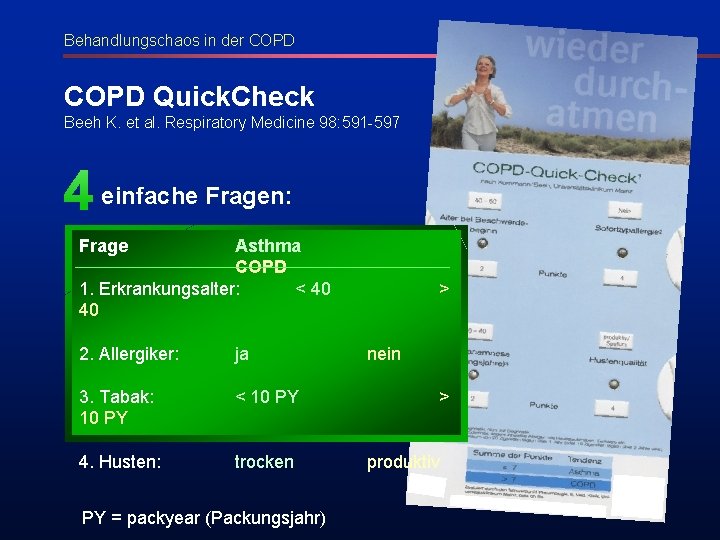 Behandlungschaos in der COPD Quick. Check Beeh K. et al. Respiratory Medicine 98: 591