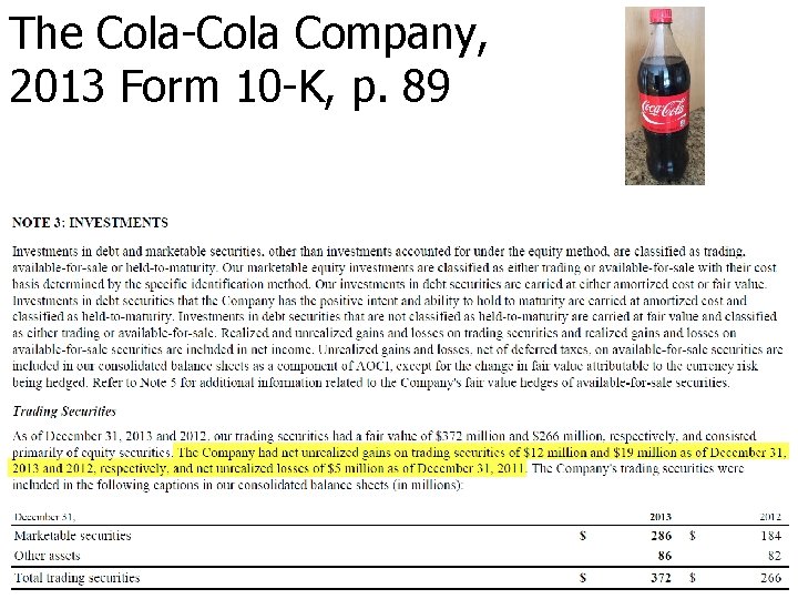The Cola-Cola Company, 2013 Form 10 -K, p. 89 Copyright © 2015 by Dr.