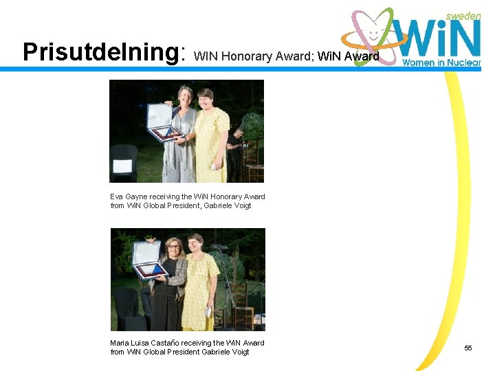 Prisutdelning: WIN Honorary Award; Wi. N Award Eva Gayne receiving the Wi. N Honorary