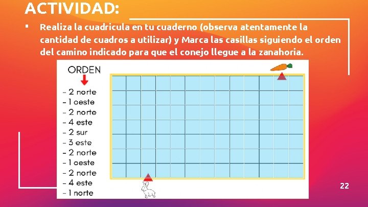 ACTIVIDAD: ▪ Realiza la cuadricula en tu cuaderno (observa atentamente la cantidad de cuadros