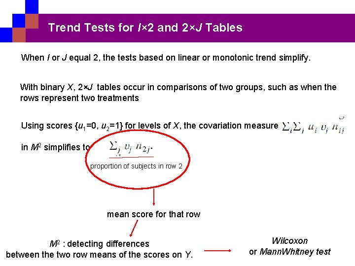 Trend Tests for I× 2 and 2×J Tables When I or J equal 2,