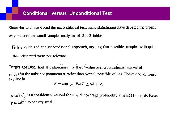 Conditional versus Unconditional Test 