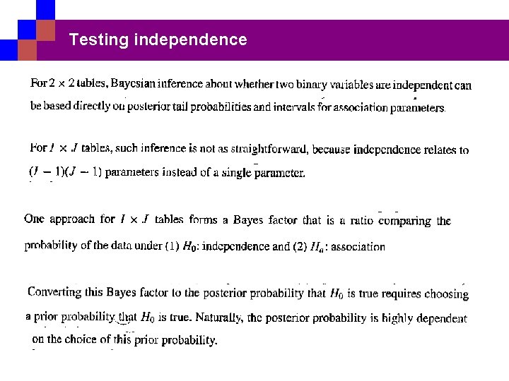 Testing independence 