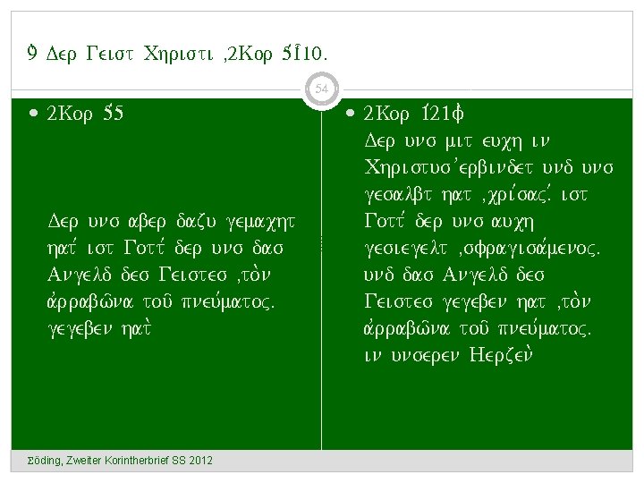 9. Der Geist Christi (2 Kor 5, 1 -10) 54 2 Kor 5, 5