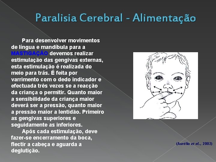 Paralisia Cerebral - Alimentação Para desenvolver movimentos de língua e mandíbula para a MASTIGAÇÃO