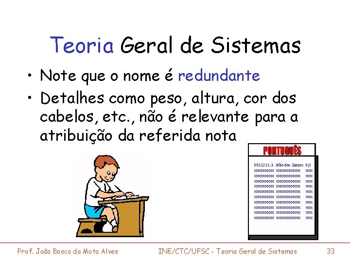 Teoria Geral de Sistemas • Note que o nome é redundante • Detalhes como