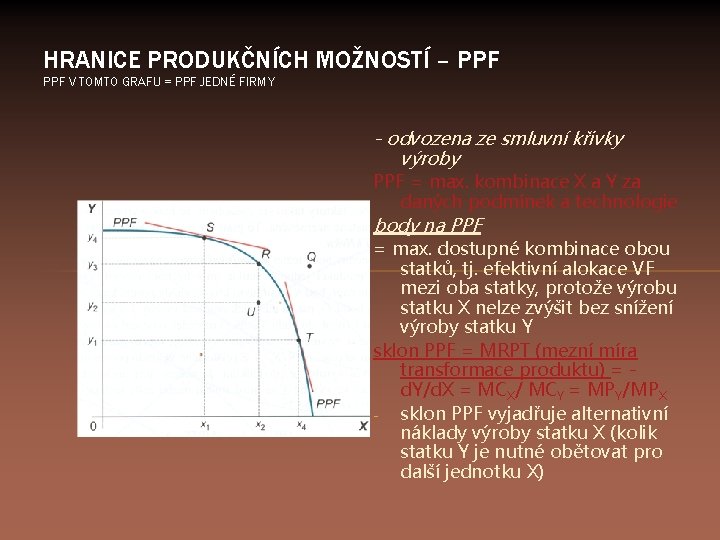 HRANICE PRODUKČNÍCH MOŽNOSTÍ – PPF V TOMTO GRAFU = PPF JEDNÉ FIRMY - odvozena