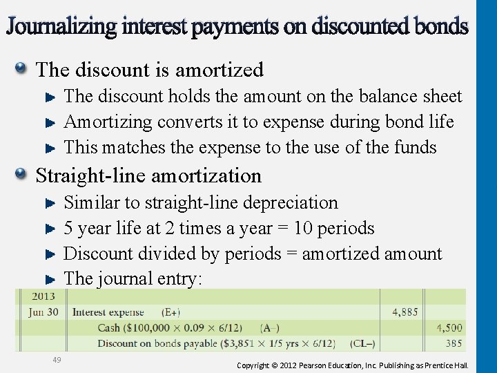 Journalizing interest payments on discounted bonds The discount is amortized The discount holds the