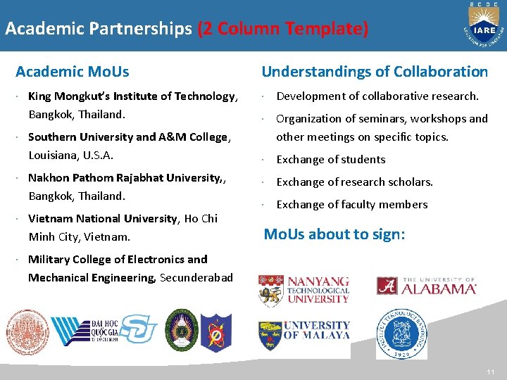 Academic Partnerships (2 Column Template) Academic Mo. Us King Mongkut’s Institute of Technology, Bangkok,