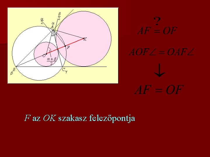 F az OK szakasz felezőpontja 