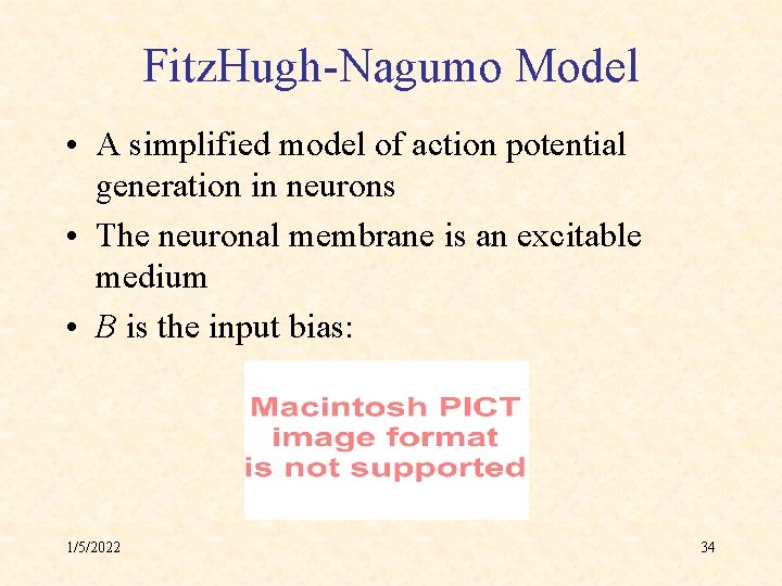 Fitz. Hugh-Nagumo Model • A simplified model of action potential generation in neurons •