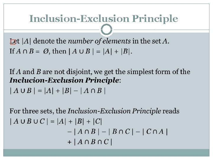 Inclusion-Exclusion Principle � 