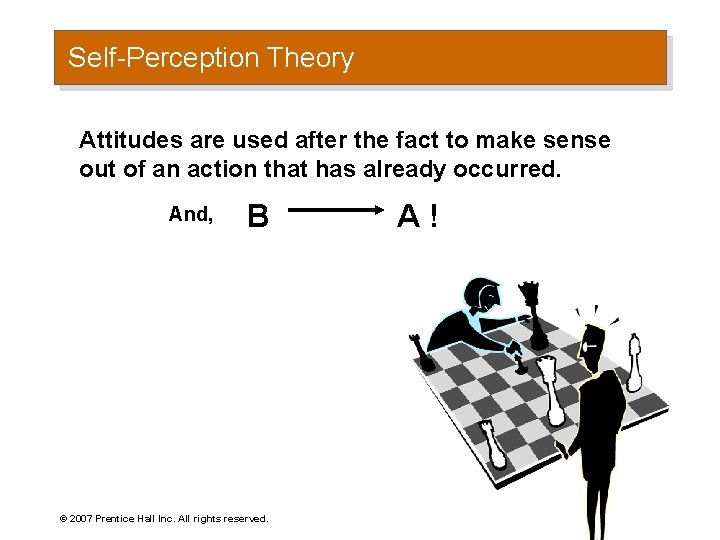 Self-Perception Theory Attitudes are used after the fact to make sense out of an