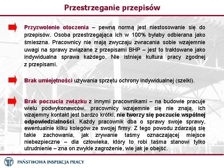 Przestrzeganie przepisów Przyzwolenie otoczenia – pewną normą jest niestosowanie się do przepisów. Osoba przestrzegająca