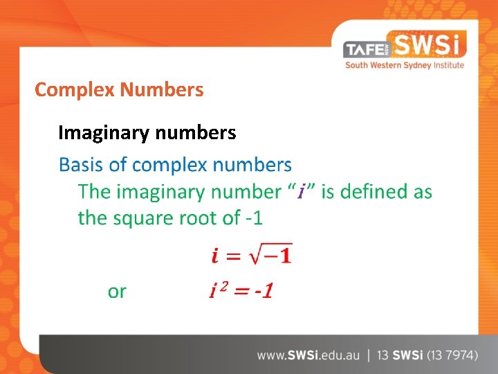 Complex Numbers Imaginary numbers 