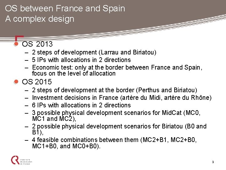 OS between France and Spain A complex design OS 2013 – 2 steps of