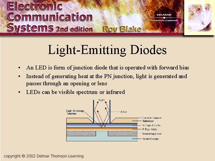 Light-Emitting Diodes • An LED is form of junction diode that is operated with