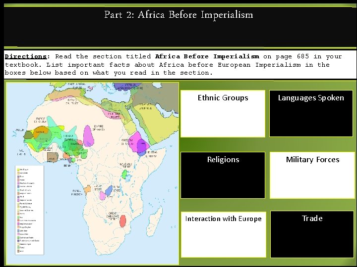 Part 2: Africa Before Imperialism Directions: Read the section titled Africa Before Imperialism on