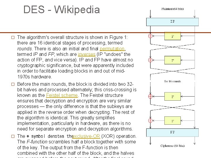 DES - Wikipedia � The algorithm's overall structure is shown in Figure 1: there DES - Wikipedia � The algorithm's overall structure is shown in Figure 1: there