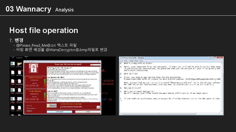 03 Wannacry Analysis Host file operation 7. 변경 - @Please_Read_Me@. txt 텍스트 파일 -