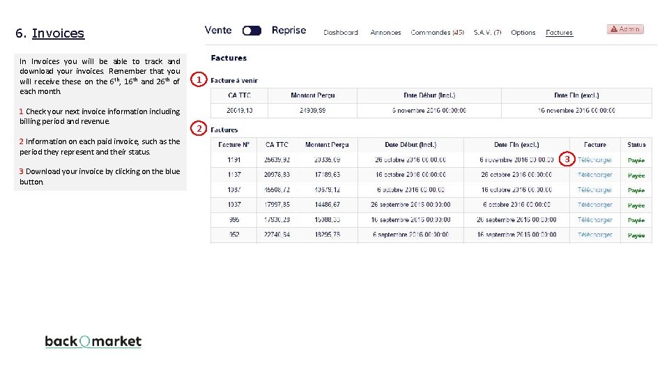 6. Invoices In Invoices you will be able to track and download your invoices.