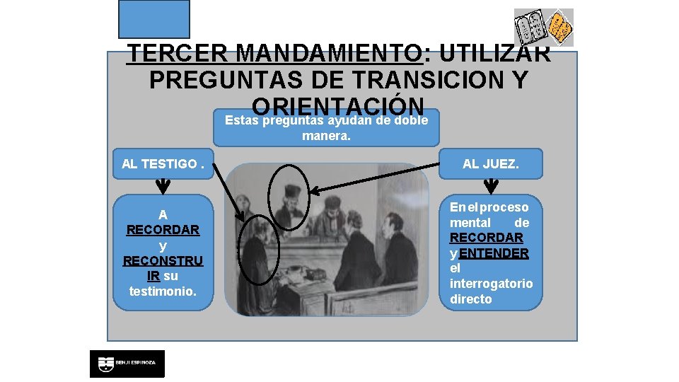 TERCER MANDAMIENTO: UTILIZAR PREGUNTAS DE TRANSICION Y ORIENTACIÓN Estas preguntas ayudan de doble manera.