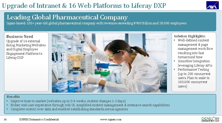 Upgrade of Intranet & 16 Web Platforms to Liferay DXP Leading Global Pharmaceutical Company